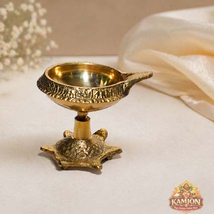 Premium Brass Kuber Diya Oil Lamp with Stand