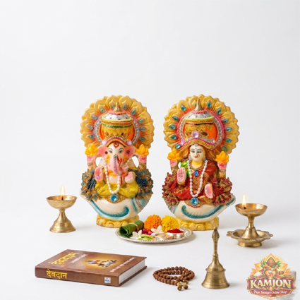  Exquisite Decorative Ganesha & Lakshmi Idol Set