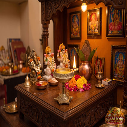 Premium Brass Kuber Diya Oil Lamp with Stand