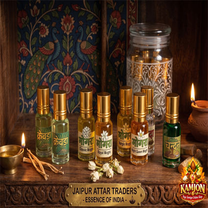 Jaipur Attar Traders Premium Assorted Attar Collection (Set of 8 Bottles) - Essence of  India 