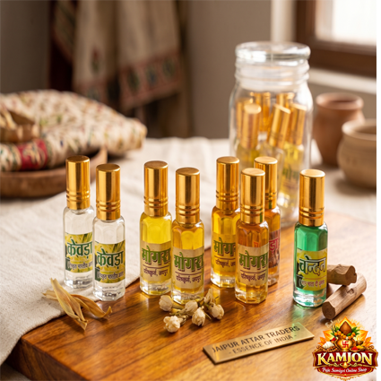 Jaipur Attar Traders Premium Assorted Attar Collection (Set of 8 Bottles) - Essence of  India 