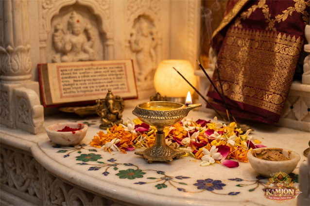 Premium Brass Kuber Diya Oil Lamp with Stand