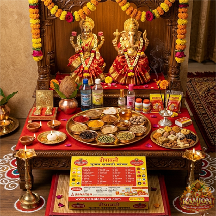  Sanatan Deepawali Pujan Samagri Box (Complete Kit - 43  Items)