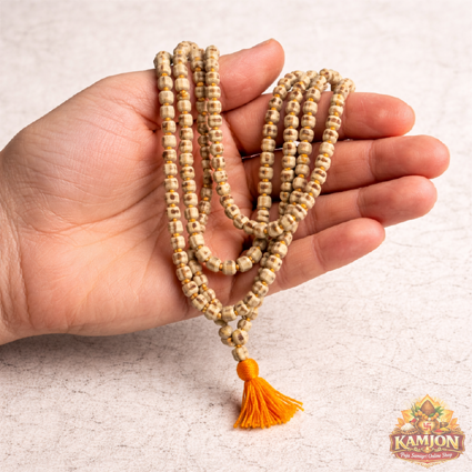 Tulsi Japa Mala (108 Beads) with Orange Tassel