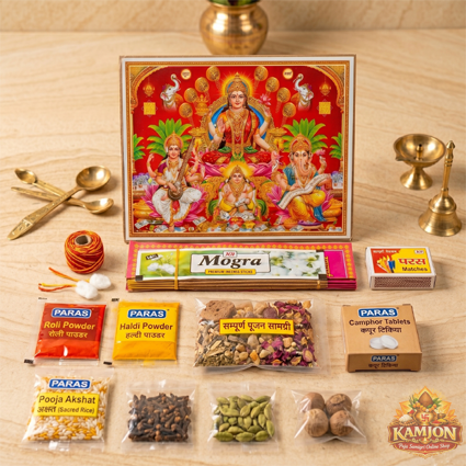  Paras Sampurna Pooja Samagri Kit with Deity Poster &  Mogra Incense