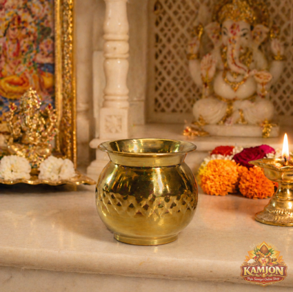 Brass Puja Kalash / Lota for Home Mandir, Pooja, Rituals & Daily Worship – Golden  Finish
