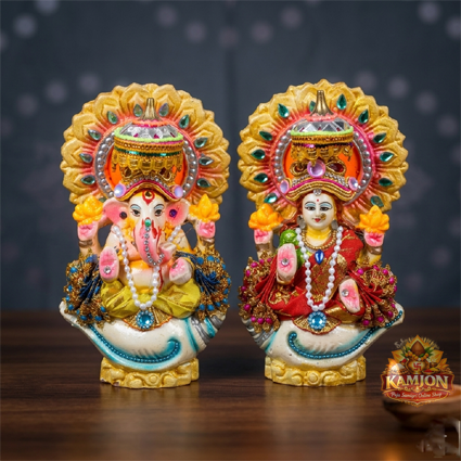  Exquisite Decorative Ganesha & Lakshmi Idol Set
