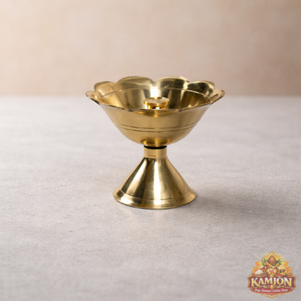 Brass Lotus Diya on Stand