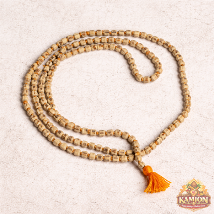 Tulsi Japa Mala (108 Beads) with Orange Tassel